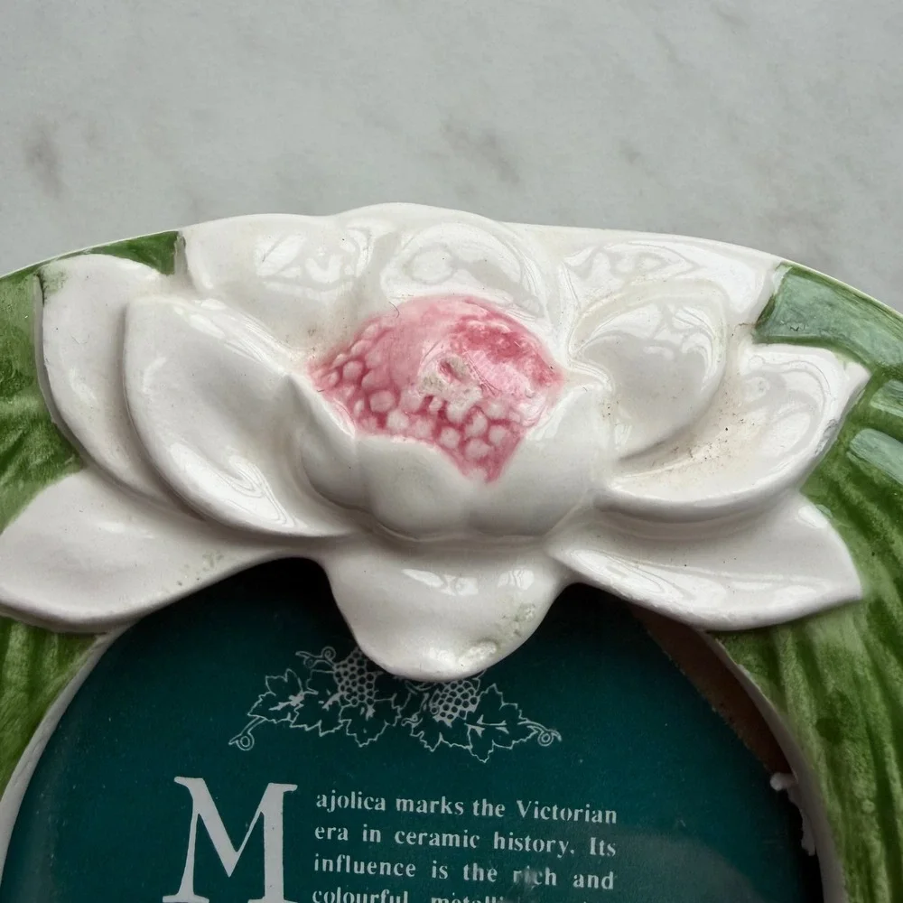 VTG Terragrafics Majolica Lotus‎ Floral Picture Frame 2.5
